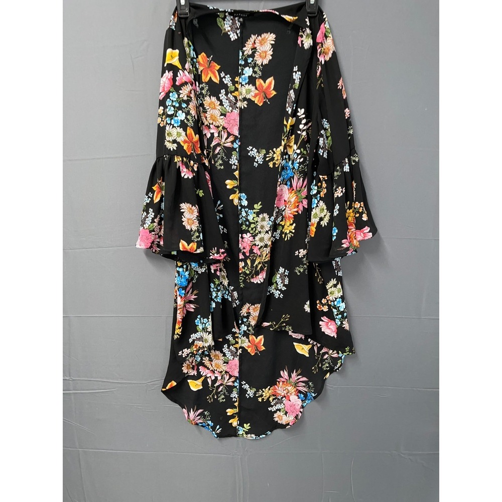 Papaya Blouse Top Womens Medium Multicolor‎ Floral Round Neck Bell Sleeve Casual